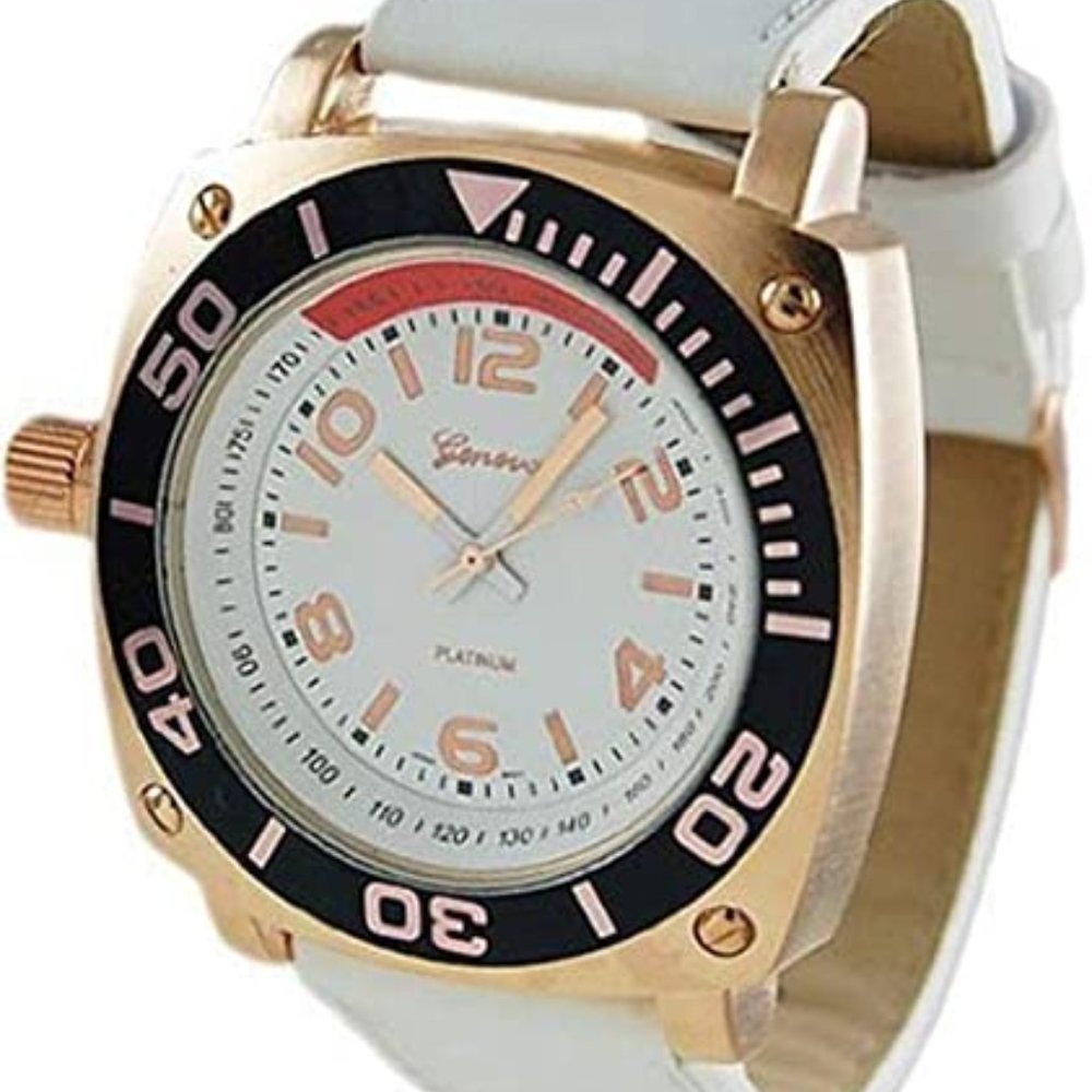 Geneva Platinum 7898 Lefty Watch (White Rose Gold)